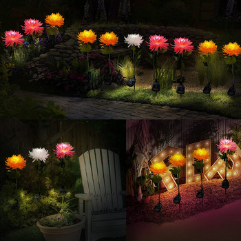 Слънчева хризантема Външна градинска светлина за морава IP65 Водоустойчива лампа за пътека за цветя Вътрешен двор Зеленчукова градина Празничен декор