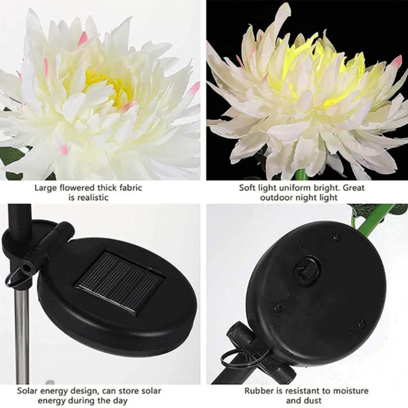 Napelemes krizantém kültéri kerti pázsit lámpa IP65 vízálló virágok ösvény lámpa terasz udvar zöldséges kert ünnepi dekoráció