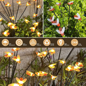 Led слънчеви външни светлини за светулки Sway Butterfly Водоустойчива градинска декорация Лампа за домашна морава Слънчева светлина Подова Нова година Коледа