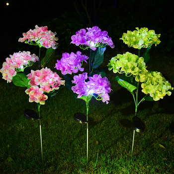 3 κεφαλές Hydrangea Flower Solar Led Light Λάμπες κήπου εξωτερικού χώρου για γκαζόν κήπου και λαχανικών Διακόσμηση βεράντας εξοχικής κατοικίας