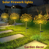 Solar LED Firework Fairy Lights Αδιάβροχο εξωτερικού χώρου Solar Power Φωτιστικό γκαζόν για Χριστουγεννιάτικο Διακοσμητικό Φωτιστικό Γάμου Κήπου