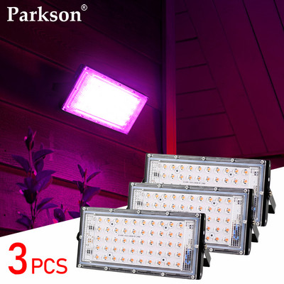 3gab/partija LED augšanas gaismas fitolampa AC220V 50W LED pilna spektra prožektors LED augšanas siltumnīcas hidroponisks iekštelpu augu prožektors