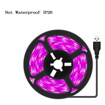 USB 5V LED augšanas gaismas pilna spektra augšanas lampa, ūdensnecaurlaidīga UV fitolampa 2835 mikroshēma, ziedi, siltumnīca, kultivo hidroponika