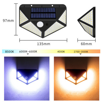 LED соларна стенна лампа Всички страни Светеща слънчева индукционна лампа PIR Стенна лампа за човешки двор Водоустойчива стълби Външна светлина Градина
