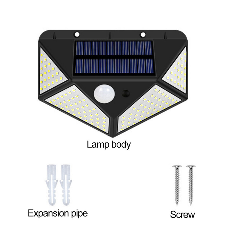 Lampă solară cu LED pe toate părțile Lampă cu inducție solară luminoasă PIR Curte umană Lampă de perete impermeabilă Scări Lumină în aer liber grădină