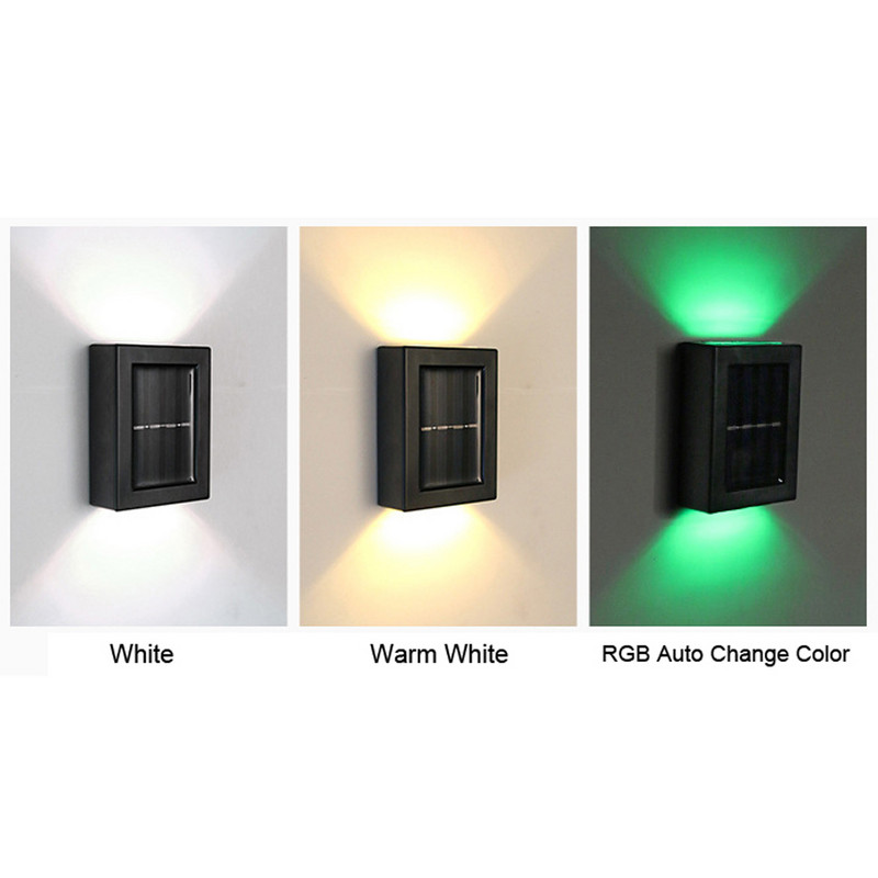 LED fali lámpa napelemes IP65 vízálló kültéri veranda kerti fali lámpa RGB fehér meleg fehér világítás dekoráció éjszakai fény