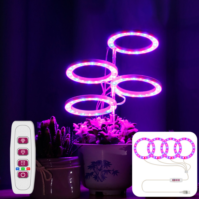 Angel Ring Grow Light DC5V USB fütolamp taimede jaoks Led täisspektriga lamp siseruumide taimede seemikute jaoks Kodu Lillede seemikute lamp