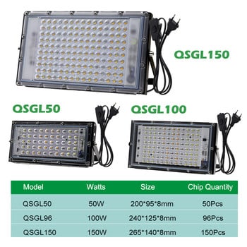 Πλήρους φάσματος LED Grow Light 50W 100W 150W για υδροπονικά φυτά εσωτερικού χώρου Καλλιέργεια Λάμπα για σπορά θερμοκηπίου IP65 Αδιάβροχη