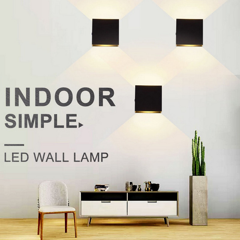 6W LED aliuminio sieninis šviestuvas Šiuolaikinės lovos foninės lempos Kvadratinės LED sieninės lempos lovos šviestuvai Miegamojo sienų dekoras