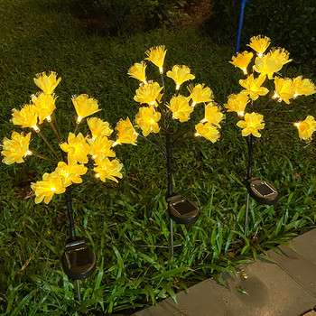LED слънчево захранвано осветление за колове 2 режима Градинска лампа за морава с форма на цвете IP65 Водоустойчива за дворни пътеки Улични пейзажни декорации