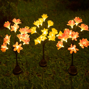 LED слънчево захранвано осветление за колове 2 режима Градинска лампа за морава с форма на цвете IP65 Водоустойчива за дворни пътеки Улични пейзажни декорации