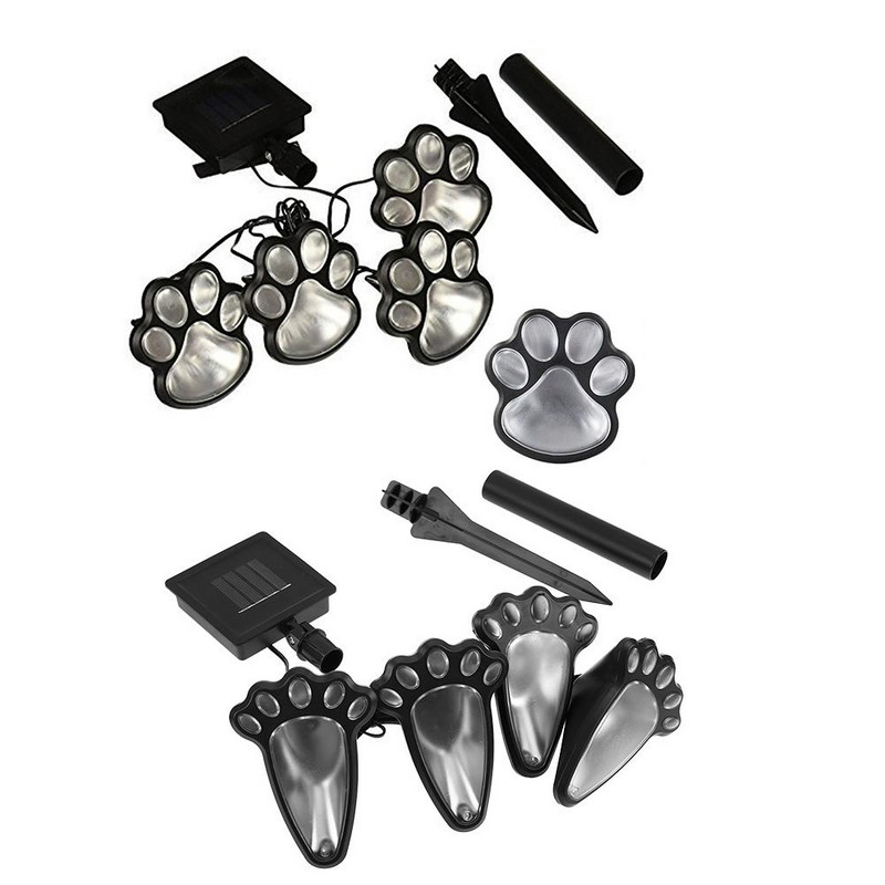 Solar Cat Paw Foot Print Muruvalgustid Päikeseenergial töötav maapealne pistikulamp LED tee jalutuskäik Dekoratiivne lamp välisvalgustus