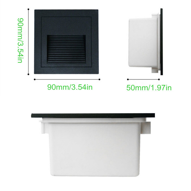 3W IP65, impermeabilă, pentru exterior, cu LED-uri, lampa de perete, pentru trepte, pentru scări. Iluminare încorporată pentru lămpi de perete AC85 ~ 265V