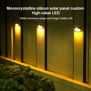 Νέας σχεδίασης Ηλιακό φως εξωτερικού χώρου 4LED Φωτιστικά τοίχου Αδιάβροχο φωτιστικό κήπου για Διακόσμηση αυλής με φράχτη βεράντας πόρτας