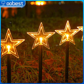 Ηλιακή τροφοδοσία εξωτερικού χώρου Χριστουγεννιάτικο Δέντρο Snowflakes Stars Lamp Flash String 5 LED For Garden Landscape Holiday Christmas Light