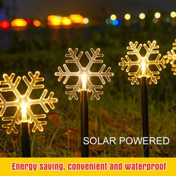 Ηλιακή τροφοδοσία εξωτερικού χώρου Χριστουγεννιάτικο Δέντρο Snowflakes Stars Lamp Flash String 5 LED For Garden Landscape Holiday Christmas Light