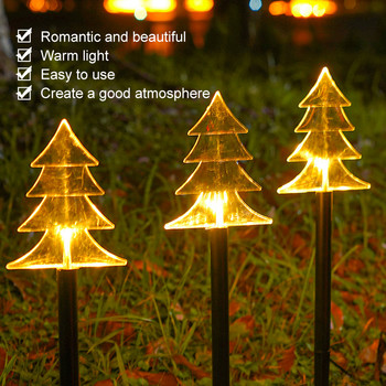 Коледна елха на открито със слънчева енергия Снежинки Звезди Лампа Светкавичен низ 5 LED за градинска морава Пейзаж Празнична коледна светлина