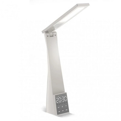 Lampă de birou LED cu ceas cu alarmă, temperatură în 3 culori, reglare continuă, încărcare USB, lumină de noapte, lămpi de masă pentru lectură cu protecție ochilor
