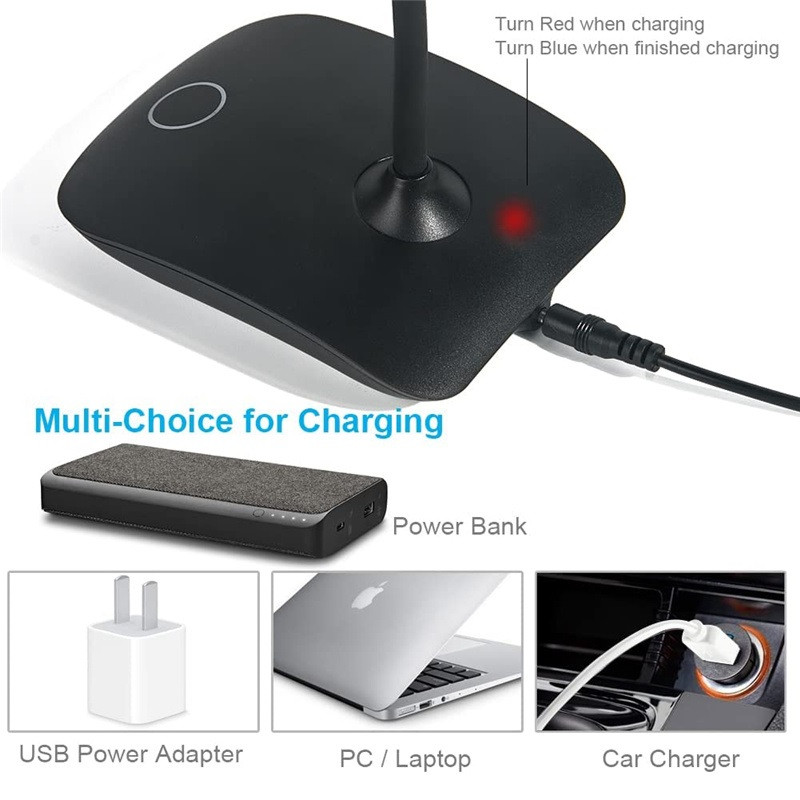 Lampă de birou Flexibilă cu 3 nivele de luminozitate Lampă de masă reîncărcabilă prin USB cu control tactil Lumină de birou portabilă Lumină de noapte de birou pentru Kis