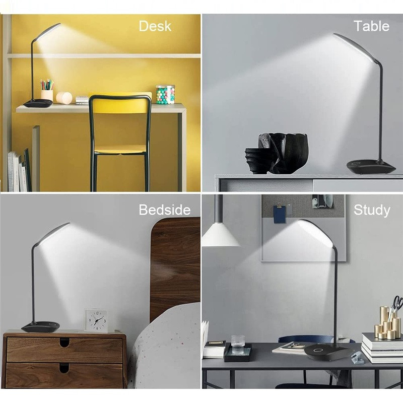 Lampă de birou Flexibilă cu 3 nivele de luminozitate Lampă de masă reîncărcabilă prin USB cu control tactil Lumină de birou portabilă Lumină de noapte de birou pentru Kis