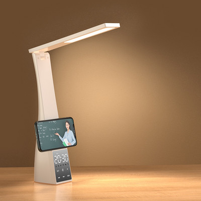 LED stolová lampa s Bluetooth budíkom, plynulým stmievaním teploty, USB nabíjaním, nočným svetlom, ochranou očí, čítacími lampičkami