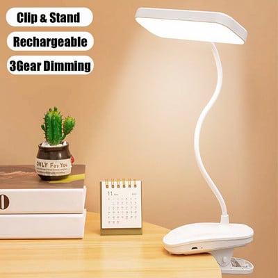 Hordozható LED-es asztali lámpa kapcsos 360°-os flexibilis USB újratölthető, szabályozható asztali lámpa Szemvédő Olvasókönyv lámpák