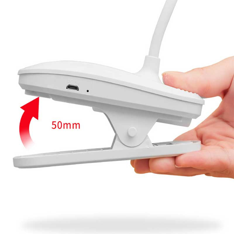 Kaasaskantav LED-laualamp klambriga 360° painduv USB-taaslaetav hämardatav laualamp Silmade kaitse Õpperaamatu tuled