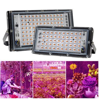 LED Grow Light täisspekter 220V 110V 50W 100W 380-440NM ELi pistikuga LED kasvuhoone hüdropoonilise lille külvamise fütolampi jaoks