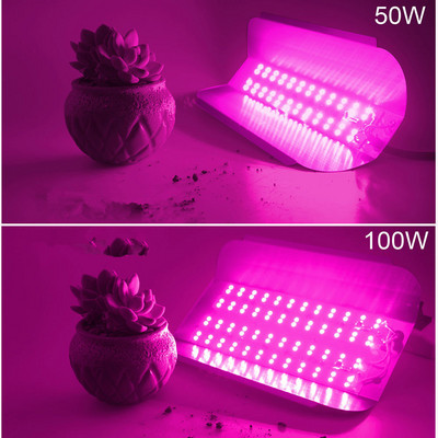 LED Grow Light teljes spektrumú 220V 110V 50W 100W 380-440NM EU dugós leddel üvegházhatású hidroponikus virágvetés fitolámpához