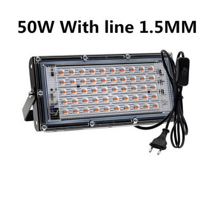 LED Grow Light teljes spektrumú 220V 110V 50W 100W 380-440NM EU dugós leddel üvegházhatású hidroponikus virágvetés fitolámpához