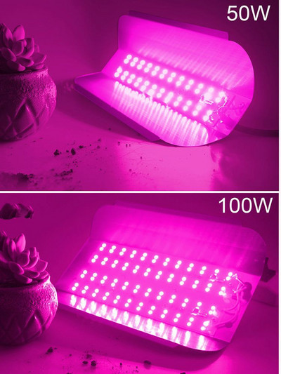 LED Grow Light teljes spektrumú 220V 110V 50W 100W 380-440NM EU dugós leddel üvegházhatású hidroponikus virágvetés fitolámpához
