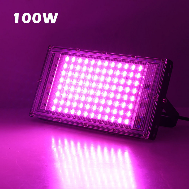 LED Grow Light teljes spektrumú 220V 110V 50W 100W 380-440NM EU dugós leddel üvegházhatású hidroponikus virágvetés fitolámpához