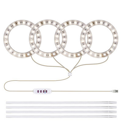 Lumină de creștere a plantelor cu inel de înger 5V USB Phytolamp pentru plante Lampă LED cu spectru complet pentru flori de interior, seră, răsaduri, flori de acasă
