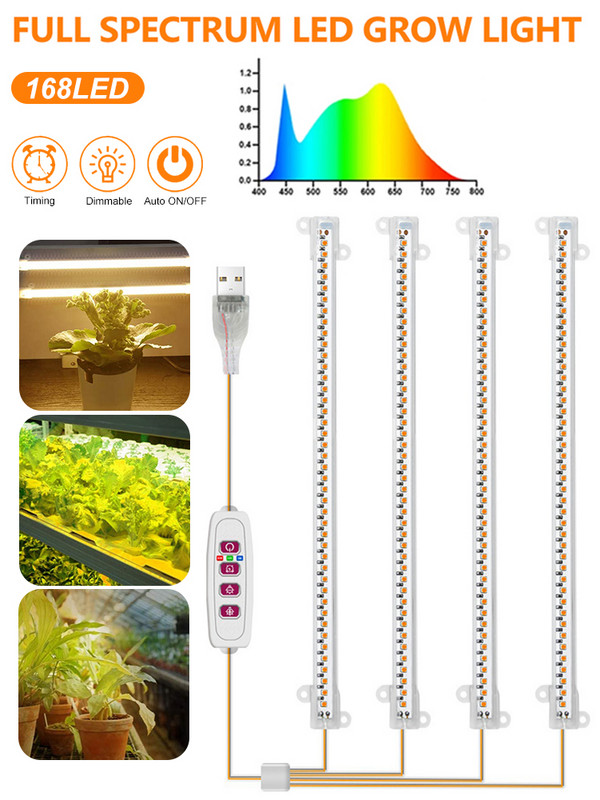 LED Grow Light teljes spektrumú, 3/6/12 órás időzítő növényi fito lámpa 5 móddal állítható üvegházi növények zamatos virágához