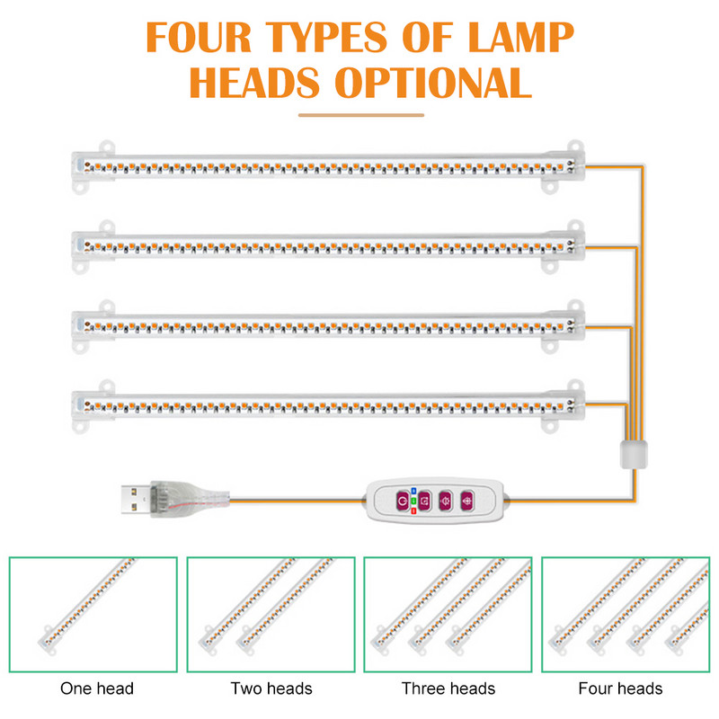 LED Grow Light teljes spektrumú, 3/6/12 órás időzítő növényi fito lámpa 5 móddal állítható üvegházi növények zamatos virágához
