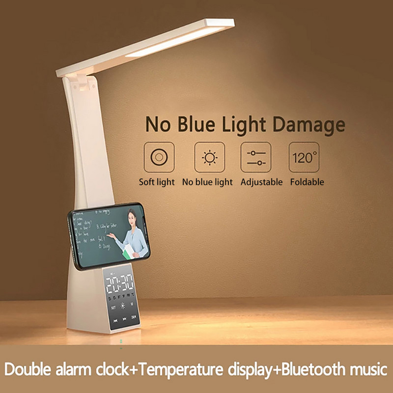 Lampă de birou cu LED, protecție ochilor, temperatură în 3 culori, reglare continuă, încărcare USB, lumină de noapte, dormitor, lămpi de masă pentru lectură
