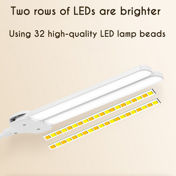 LED клипс лампа акумулаторна лампа двойна глава настолна лампа гъвкава гъша шия USB зарядна клипс лампа сензорно затъмняване настолни лампи
