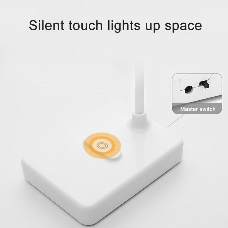 Lampă de masă LED de 2,5 W Senzor tactil Lumină de birou Baterie încorporată 3 moduri de lumină Lumină de noapte Lumină de protecție a ochilor Lampă de lectură de masă