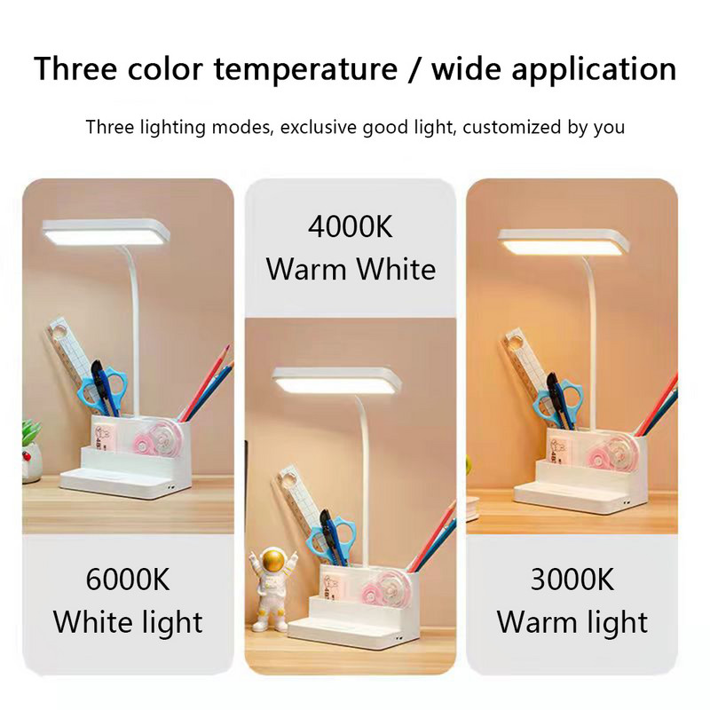 USB-laadimis-LED-lauavalgusti Multifunktsionaalne hämardav puutetundlik voodi lugemislamp Õppe-kontori silmade kaitse laualamp.