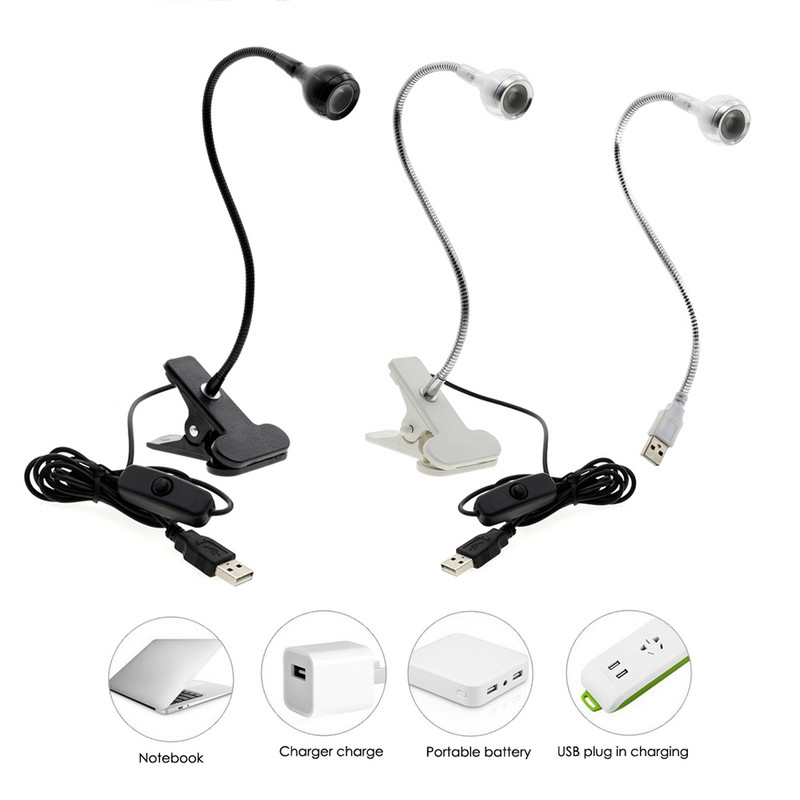 Lampă de birou LED Lumină pentru cărți Suport cu clemă alimentat prin USB Lămpi de lectură flexibile de noptieră pentru camera de studiu, dormitor, lămpi de masă USB de călătorie
