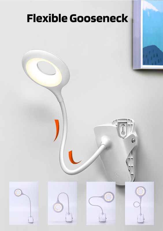 AXX LED galda lampa ar skavām Acis aizsargājošas aptumšojamas galda lampas Lasīšanas lampas Uzlādējams akumulators Elastīga nakts nakts gaisma