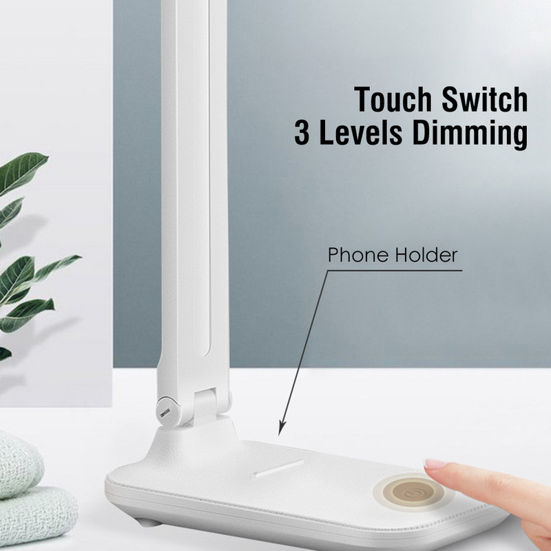 Suchme LED asztali lámpa, három sebességes, érintéssel fényerő, összehajtható olvasó tanulói tanulmányi szemvédelem asztali lámpa éjszakai hálószoba lámpák 50