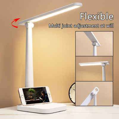 LED galda lampa Touch 3 krāsu bezpakāpju aptumšošana, uzlādējama acu aizsardzība nakts gaismas USB galda lampa mācību lasīšanas lampai