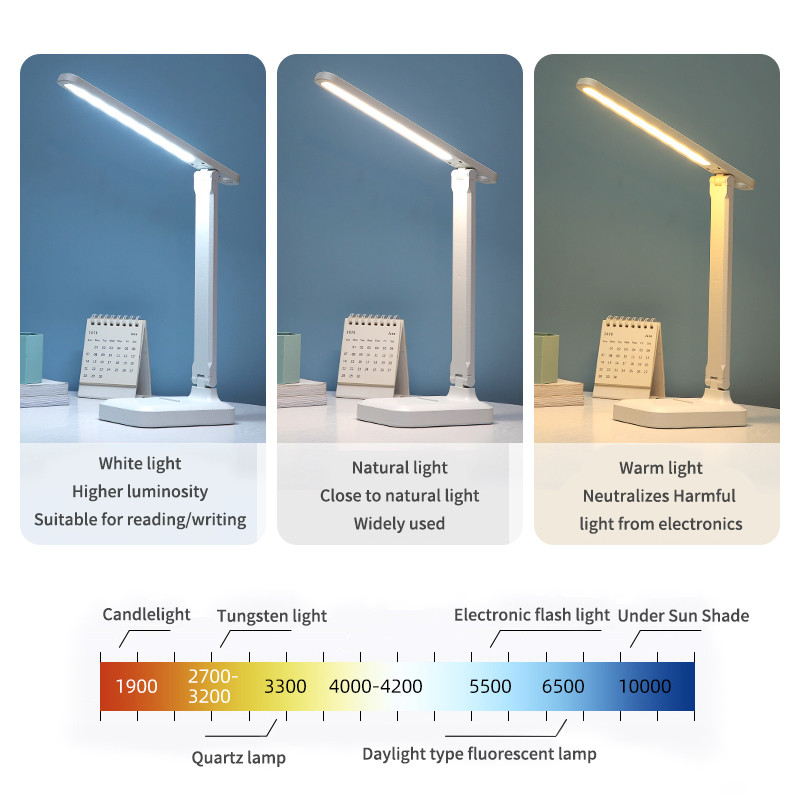 Lampă de birou LED Touch, 3 culori, reglare continuă, reîncărcabilă, protecție ochilor, lumină de noapte, lampă de masă USB pentru lampă de lectură de studiu