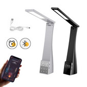 Lampă de birou LED cu ceas cu alarmă, temperatură în 3 culori, reglare continuă, încărcare USB, lumină de noapte, lămpi de masă pentru lectură cu protecție ochilor