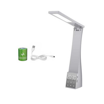 Lampă de birou LED cu ceas cu alarmă, temperatură în 3 culori, reglare continuă, încărcare USB, lumină de noapte, lămpi de masă pentru lectură cu protecție ochilor