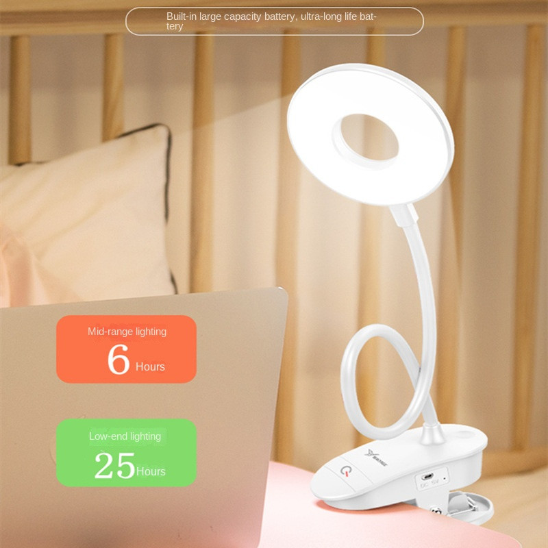 Klambriga laualamp puutetundlik USB-laetav liitiumaku pehme valgusega silmade kaitse ühiselamu õppimise lugemise magamistoa lamp