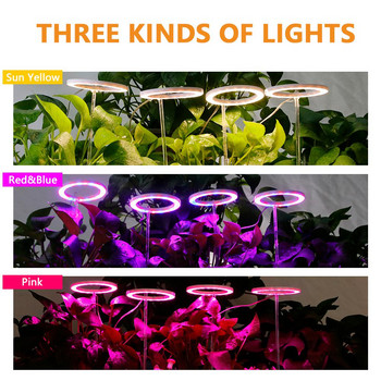 3 цвята лампи за отглеждане на растения Лампи за отглеждане на ангелски пръстен DC5V USB фитолампа LED пълен спектър за растеж на стайни растения
