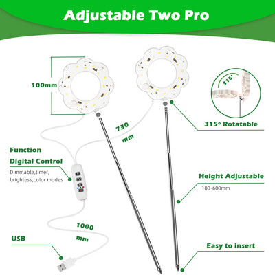 Angel Ring LED kasvuvalgusti DC5V USB fütolamp taimedele Led täisspektriga lamp siseruumide taimede seemikute jaoks Home Lille Succulet