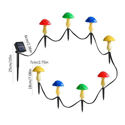 Lauko saulės sodo šviestuvai vandeniui atsparūs grybų kiemo šviestuvai 8 režimai mielas kraštovaizdžio lempos tako dekoravimas vejai / terasai
